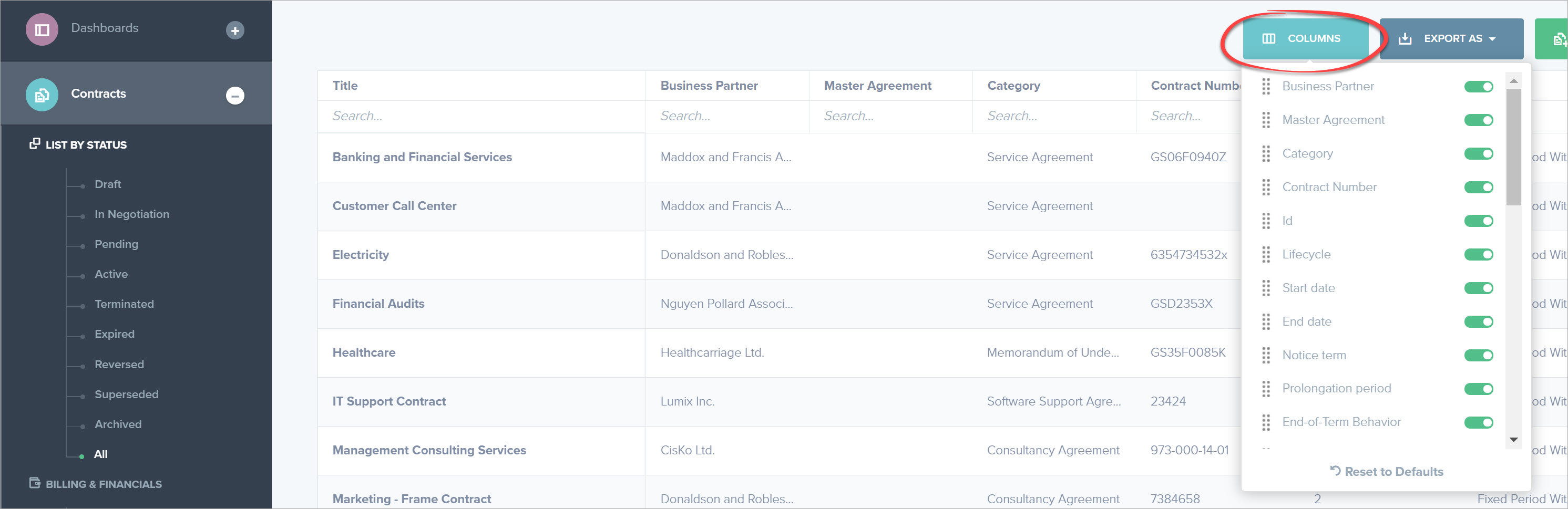 Column Selector